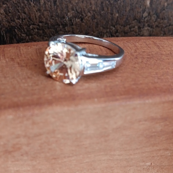 FAS 925 Silver Champagne Crystal Ring - Picture 6 of 12